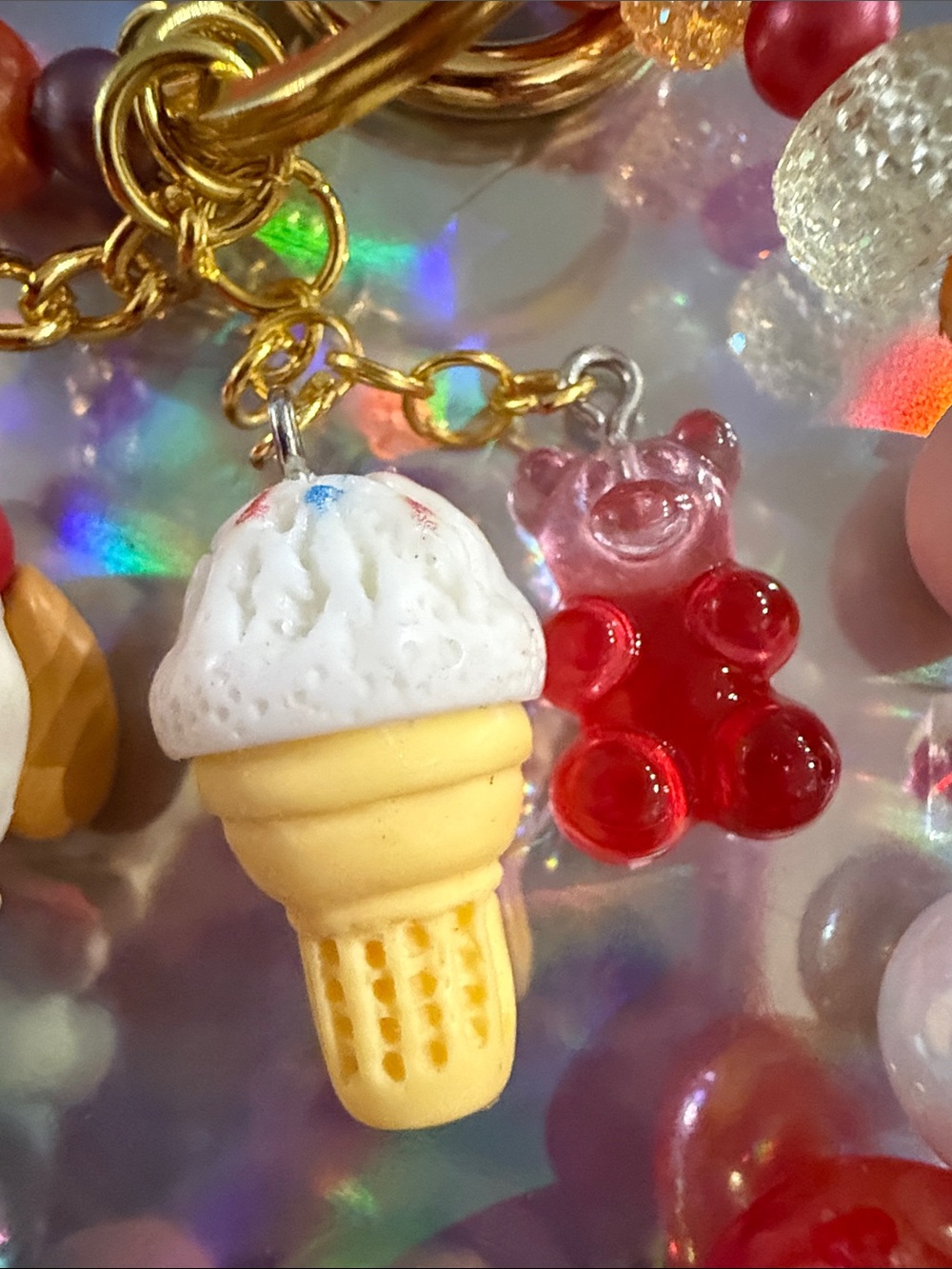 Authentic Molly Popbean, DIY, Beaded Keychain with 🍦 and 🐻 Charms! - Picture 3 of 4